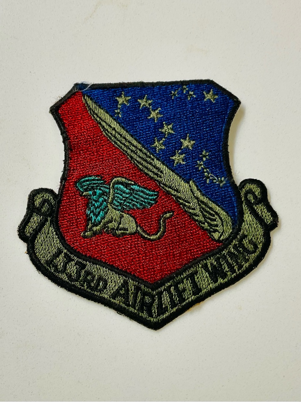 Airforce 133rd Airlift Wing embroidered shield patch.